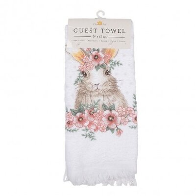 Clayre & Eef Guest towel Rabbits Flowers
