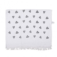 Clayre & Eef Guest towel Hearts black