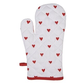 Clayre & Eef Oven mitt Hearts red