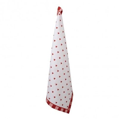 Clayre & Eef Tea towel Heart Red