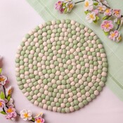 Sjaal met Verhaal Filz-Untersetzer 40 cm rond Bolletjes pink/green