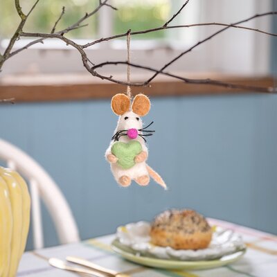 Sjaal met Verhaal Felt Hanger Muis met Hart pastel assorti