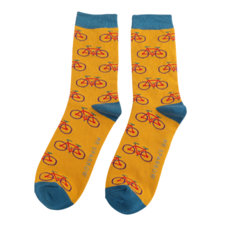 Miss Sparrow Mens Socks Bamboo Cycling mustard