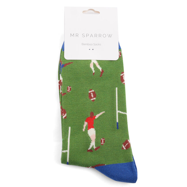 Mens Socks Bamboo Rugby Scene green