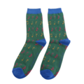 Miss Sparrow Mens Socks Bamboo Music antique green