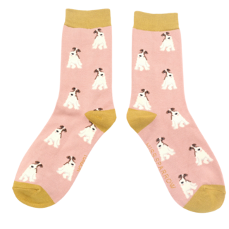 Miss Sparrow Socken Bamboo Fox Terrier dusky pink