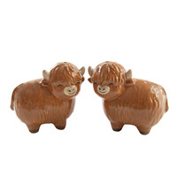 Sass & Belle Pfeffer und Salz Streuer Highland Cow Set of 2