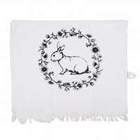 Clayre & Eef Guest towel Rabbit black-white