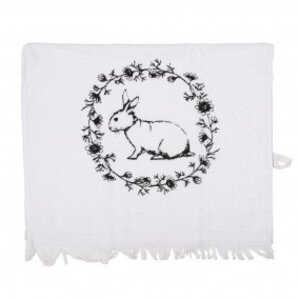 Clayre & Eef Guest towel Rabbit black-white