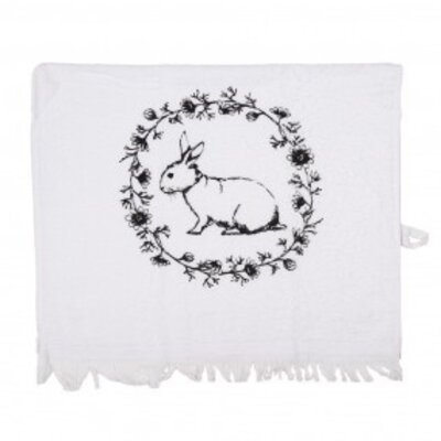 Clayre & Eef Guest towel Rabbit black-white