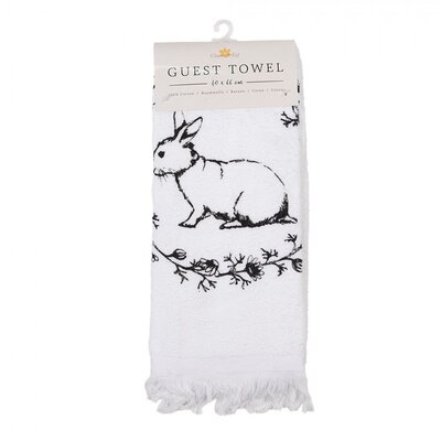 Clayre & Eef Guest towel Rabbit black-white