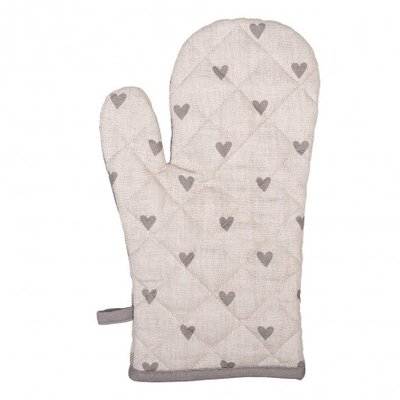 Clayre & Eef Oven mitt Hearts beige grey