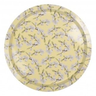 Clayre & Eef Serving Tray round Flowers yellow