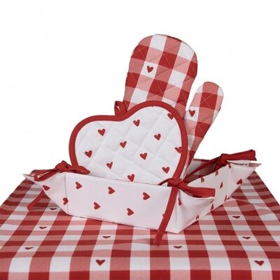 Clayre & Eef Potholder Heart-shape red