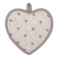 Clayre & Eef Potholder Heart-shape beige grey