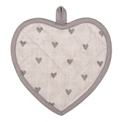 Clayre & Eef Potholder Heart-shape beige grey