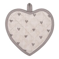 Clayre & Eef Potholder Heart-shape beige grey
