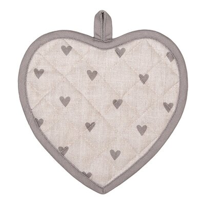 Clayre & Eef Potholder Heart-shape beige grey