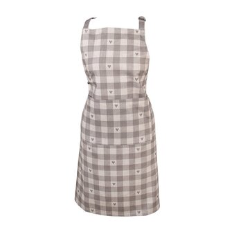 Clayre & Eef Kitchen apron Hearts beige grey