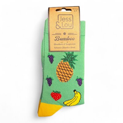 Jess & Lou Socks Bamboo Funky Fruit green