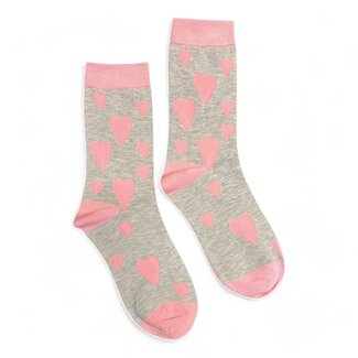 Jess & Lou Socks Bamboo Love Hearts grey