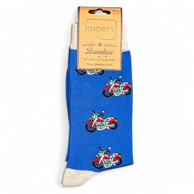 Jess & Lou Männer-Socken Bamboo Motorcycle blue