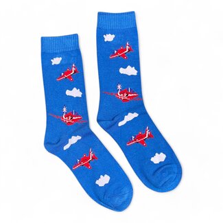 Jess & Lou Men's Socks Bamboo Red Jets blue