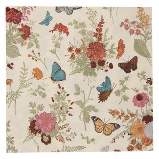 Clayre & Eef Paper napkins Flowers butterfly beige