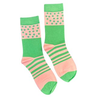 Jess & Lou Socks Bamboo Spots & Stripes green