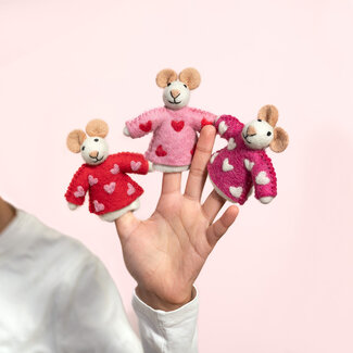 Sjaal met Verhaal Fingerpuppen Muis Sweetheart Set of 6 assorti