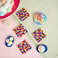 Felt coaster 10 cm square Bolletjes multicolour nieuw (Set of 4)
