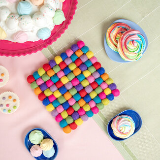Sjaal met Verhaal Felt coaster 20 cm square Bolletjes multicolour nieuw