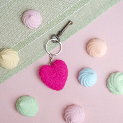 Sjaal met Verhaal Felt Key Ring Hart assorti