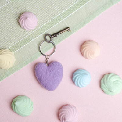 Sjaal met Verhaal Felt Key Ring Hart assorti