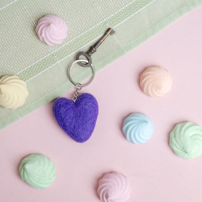 Felt Key Ring Hart assorti