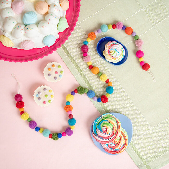 Felt Garland Pompoms multicolour