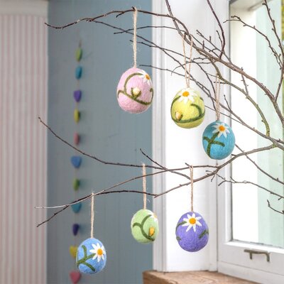 Sjaal met Verhaal Felt Hanger Voorjaarsei Margrietjes large assorti