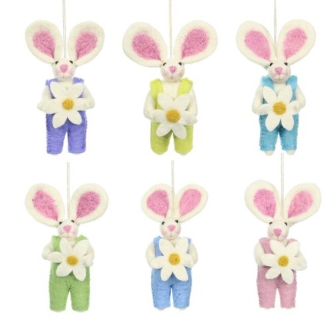Felt Hanger Haasje met Margriet assorti