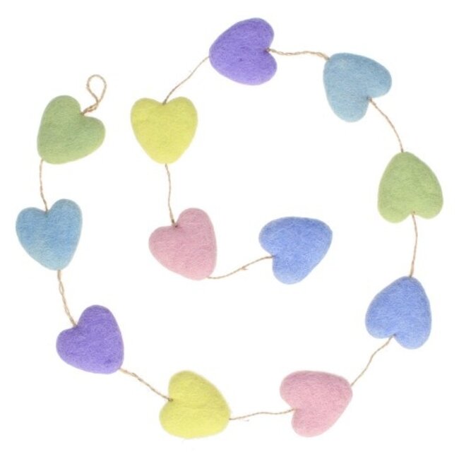 Filzgirlande Hart pastel