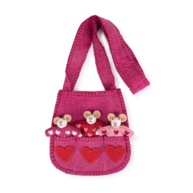 Filztasche mit Fingerpuppen Muis Love