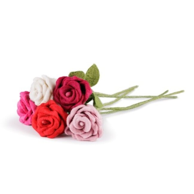 Filzblume Roos assorti