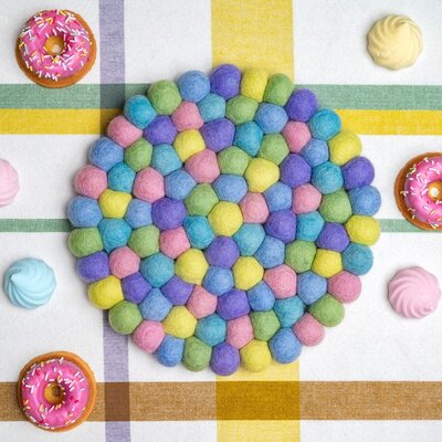 Sjaal met Verhaal Filz-Untersetzer 20 cm rond Bolletjes pastel