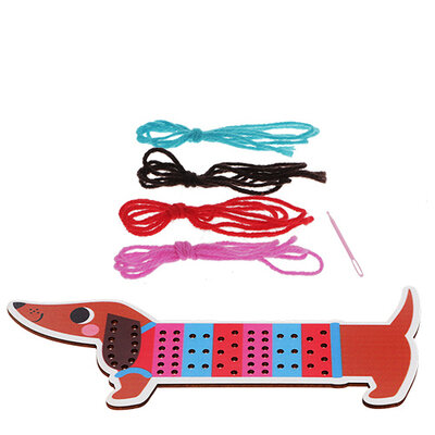 Rex London Learn to Stitch Wooden Set  Sausage Dog