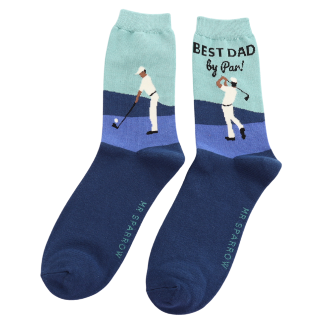 Mens Socks Bamboo Best Dad Golfer navy