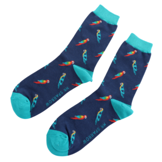 Miss Sparrow Mens Socks Bamboo Parrots navy