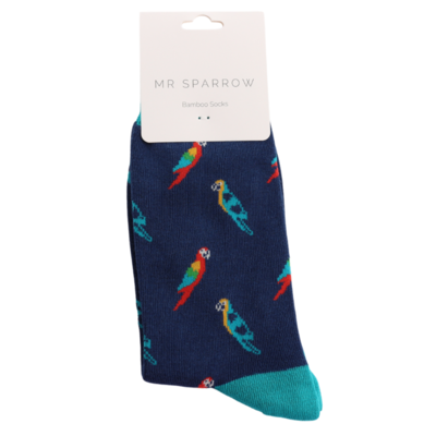 Miss Sparrow Männer-Socken Bamboo Parrots navy
