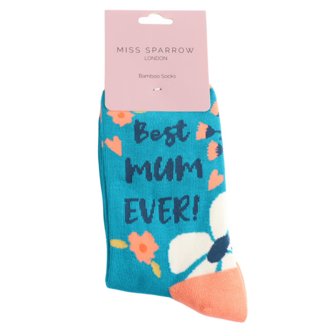 Socks Bamboo Best Mum Ever teal