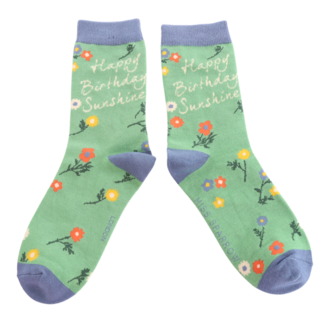 Miss Sparrow Socken Bamboo Birthday Sunshine dark mint