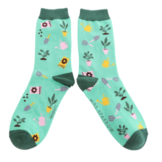 Miss Sparrow Socken Bamboo In The Allotment green