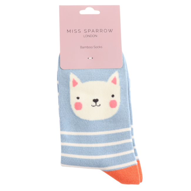 Socken Bamboo Kitty Stripes powder blue